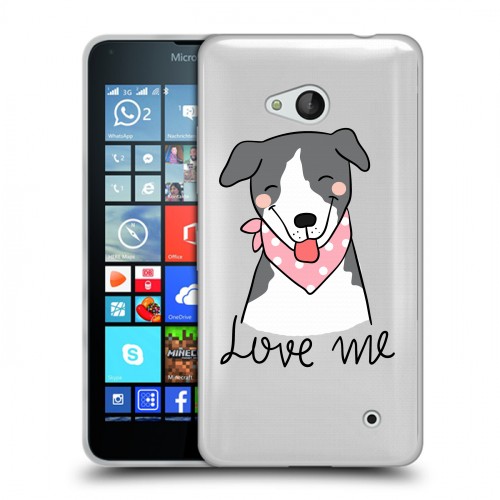 Полупрозрачный дизайнерский пластиковый чехол для Microsoft Lumia 640 Прозрачные щенки