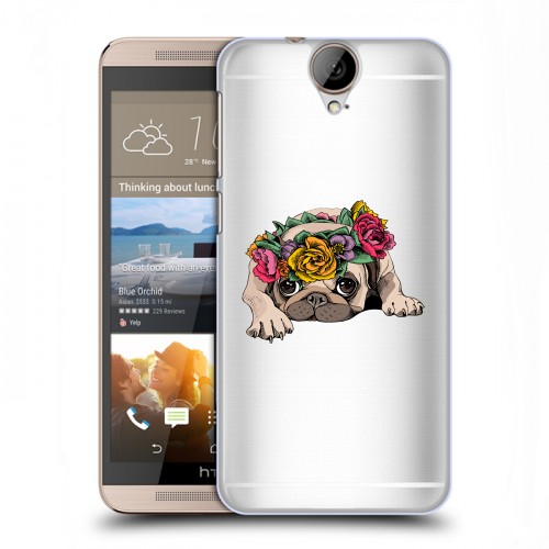 Полупрозрачный дизайнерский пластиковый чехол для HTC One E9+ Прозрачные щенки