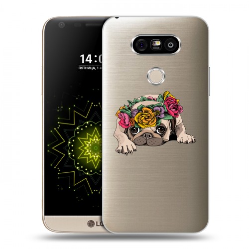 Полупрозрачный дизайнерский пластиковый чехол для LG G5 Прозрачные щенки