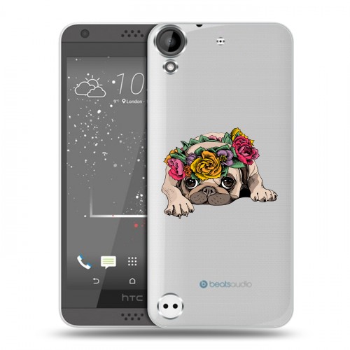 Полупрозрачный дизайнерский пластиковый чехол для HTC Desire 530 Прозрачные щенки