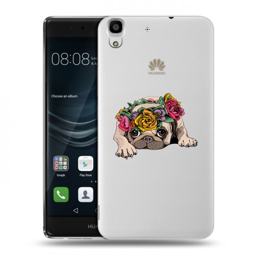 Полупрозрачный дизайнерский пластиковый чехол для Huawei Y6II Прозрачные щенки