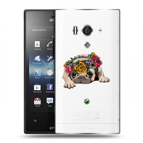 Полупрозрачный дизайнерский пластиковый чехол для Sony Xperia acro S Прозрачные щенки