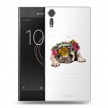 Полупрозрачный дизайнерский пластиковый чехол для Sony Xperia XZs Прозрачные щенки