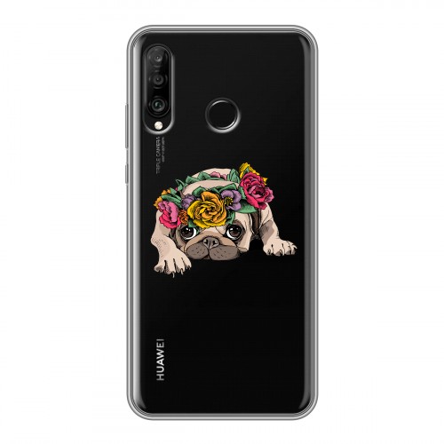 Полупрозрачный дизайнерский силиконовый чехол для Huawei P30 Lite Прозрачные щенки