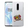 Полупрозрачный дизайнерский пластиковый чехол для OnePlus 8 Прозрачные щенки