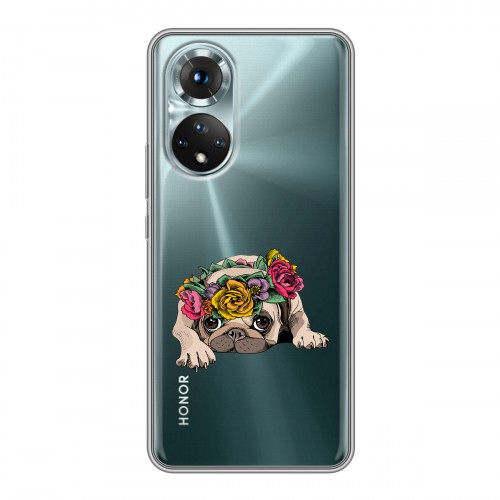 Полупрозрачный дизайнерский силиконовый с усиленными углами чехол для Huawei Honor 50 Прозрачные щенки
