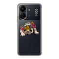 Полупрозрачный дизайнерский пластиковый чехол для Xiaomi Poco C65 Прозрачные щенки