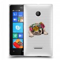 Полупрозрачный дизайнерский пластиковый чехол для Microsoft Lumia 435 Прозрачные щенки