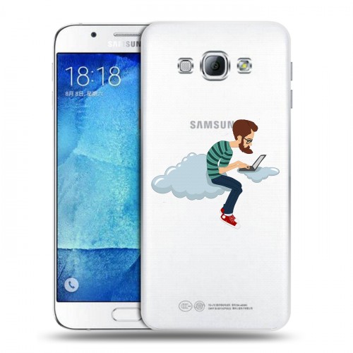 Полупрозрачный дизайнерский пластиковый чехол для Samsung Galaxy A8 Прозрачное IT