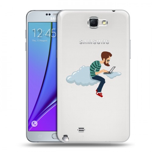 Полупрозрачный дизайнерский пластиковый чехол для Samsung Galaxy Note 2 Прозрачное IT