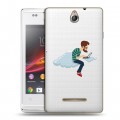 Полупрозрачный дизайнерский пластиковый чехол для Sony Xperia E Прозрачное IT