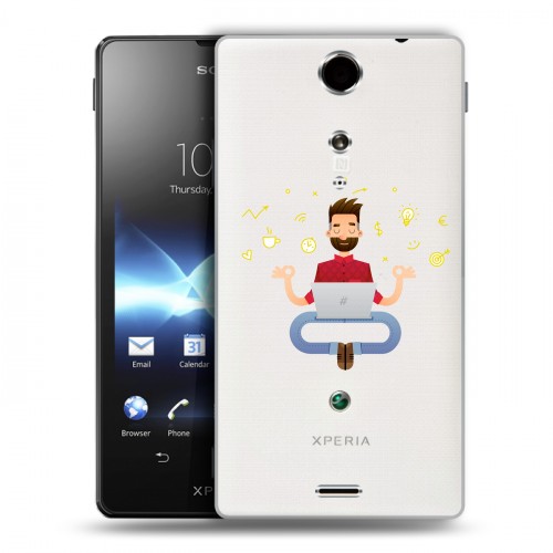 Полупрозрачный дизайнерский пластиковый чехол для Sony Xperia TX Прозрачное IT