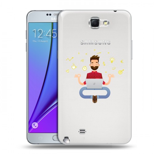 Полупрозрачный дизайнерский пластиковый чехол для Samsung Galaxy Note 2 Прозрачное IT