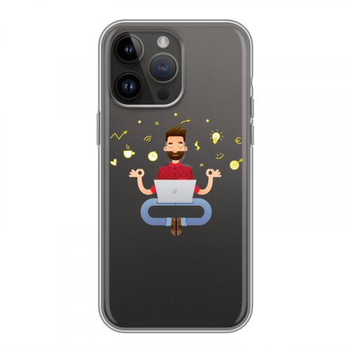 Полупрозрачный дизайнерский пластиковый чехол для Iphone 14 Pro Max Прозрачное IT