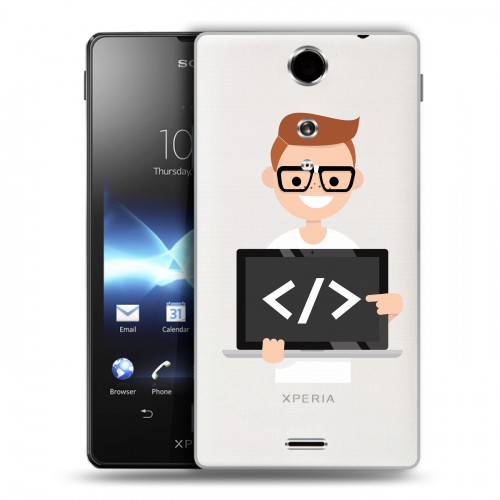 Полупрозрачный дизайнерский пластиковый чехол для Sony Xperia TX Прозрачное IT