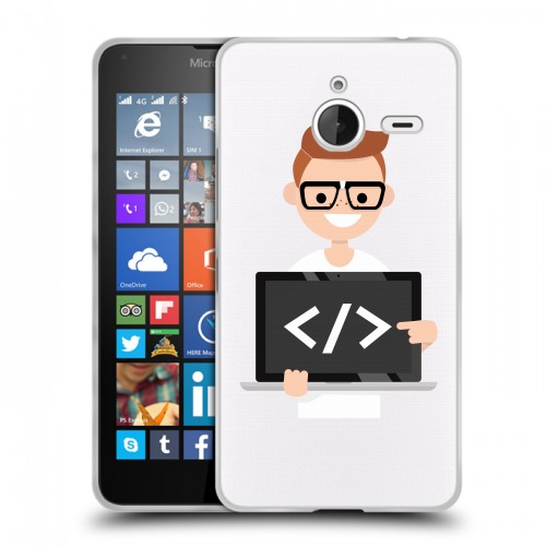 Полупрозрачный дизайнерский пластиковый чехол для Microsoft Lumia 640 XL Прозрачное IT