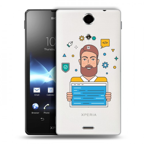 Полупрозрачный дизайнерский пластиковый чехол для Sony Xperia TX Прозрачное IT