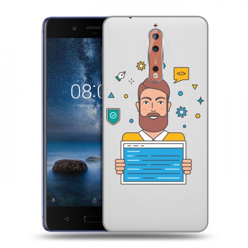 Полупрозрачный дизайнерский пластиковый чехол для Nokia 8 Прозрачное IT