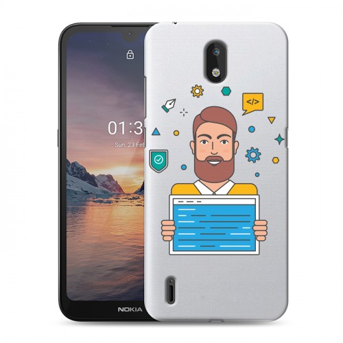 Полупрозрачный дизайнерский пластиковый чехол для Nokia 1.3 Прозрачное IT