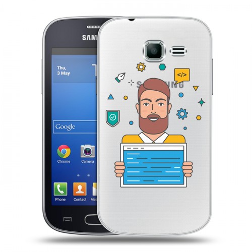 Полупрозрачный дизайнерский пластиковый чехол для Samsung Galaxy Trend Lite Прозрачное IT