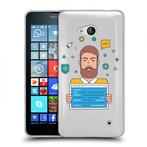 Полупрозрачный дизайнерский пластиковый чехол для Microsoft Lumia 640 Прозрачное IT