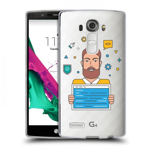 Полупрозрачный дизайнерский пластиковый чехол для LG G4 Прозрачное IT