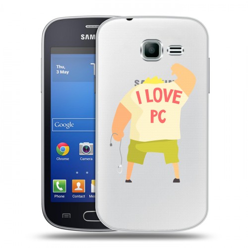 Полупрозрачный дизайнерский пластиковый чехол для Samsung Galaxy Trend Lite Прозрачное IT