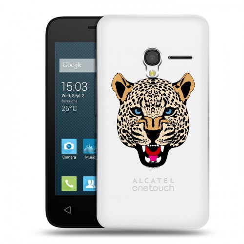 Дизайнерский пластиковый чехол для Alcatel One Touch Pixi 3 (4.0) Прозрачные леопарды