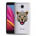Дизайнерский силиконовый чехол для Huawei Honor 5X Прозрачные леопарды