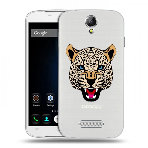 Дизайнерский силиконовый чехол для Doogee X6 Прозрачные леопарды