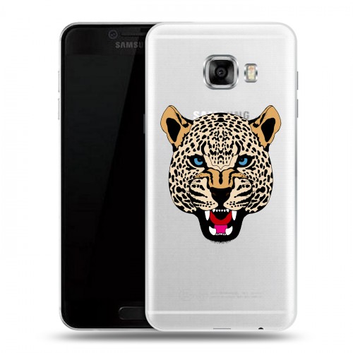 Дизайнерский пластиковый чехол для Samsung Galaxy C5 Прозрачные леопарды