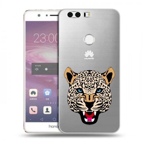 Дизайнерский пластиковый чехол для Huawei Honor 8 Прозрачные леопарды