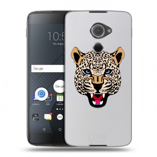 Дизайнерский пластиковый чехол для Blackberry DTEK60 Прозрачные леопарды