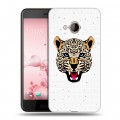 Дизайнерский пластиковый чехол для HTC U Play Прозрачные леопарды