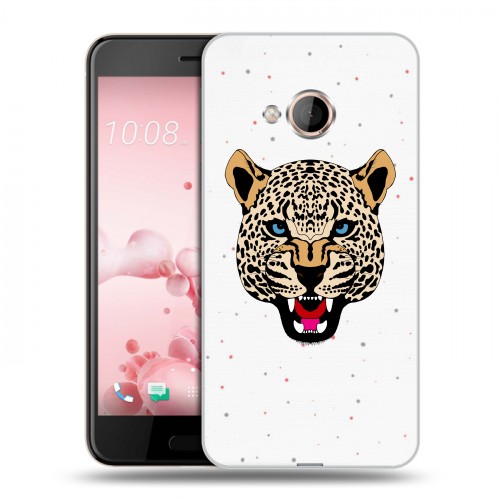 Дизайнерский пластиковый чехол для HTC U Play Прозрачные леопарды