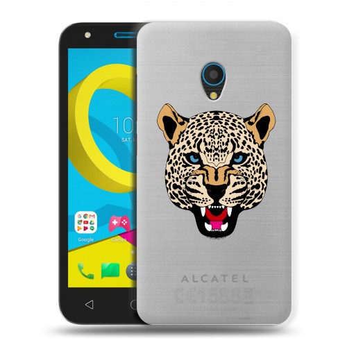 Дизайнерский пластиковый чехол для Alcatel U5 Прозрачные леопарды