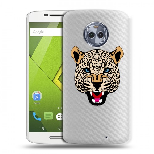 Дизайнерский пластиковый чехол для Motorola Moto X4 Прозрачные леопарды