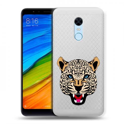 Дизайнерский пластиковый чехол для Xiaomi RedMi 5 Plus Прозрачные леопарды