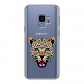 Дизайнерский пластиковый чехол для Samsung Galaxy S9 Прозрачные леопарды