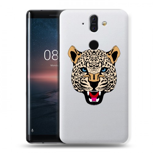 Дизайнерский силиконовый чехол для Nokia 8 Sirocco Прозрачные леопарды