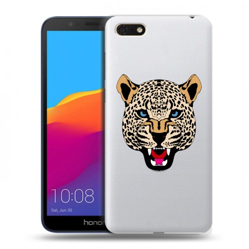 Дизайнерский пластиковый чехол для Huawei Honor 7A Прозрачные леопарды