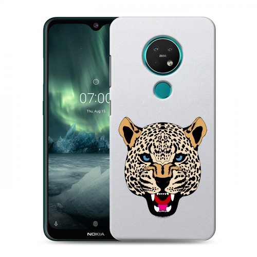 Дизайнерский силиконовый с усиленными углами чехол для Nokia 7.2 Прозрачные леопарды