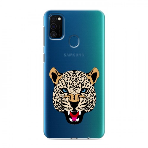 Дизайнерский силиконовый чехол для Samsung Galaxy M30s Прозрачные леопарды