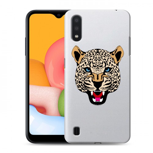Дизайнерский силиконовый чехол для Samsung Galaxy M01 Прозрачные леопарды