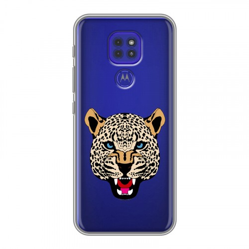 Дизайнерский силиконовый чехол для Motorola Moto G9 Play Прозрачные леопарды