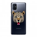Дизайнерский силиконовый с усиленными углами чехол для Samsung Galaxy M51 Прозрачные леопарды