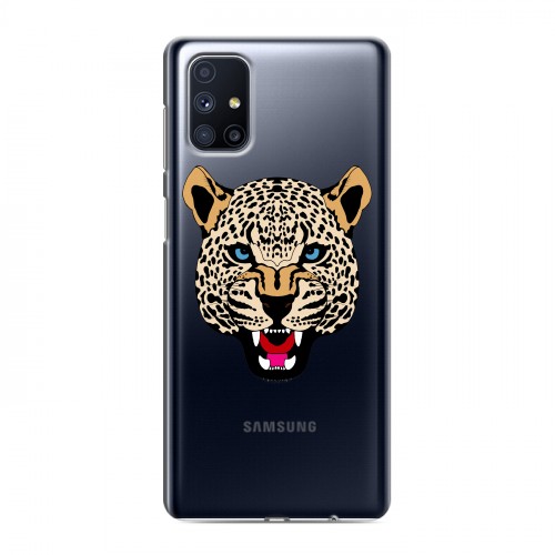 Дизайнерский силиконовый с усиленными углами чехол для Samsung Galaxy M51 Прозрачные леопарды