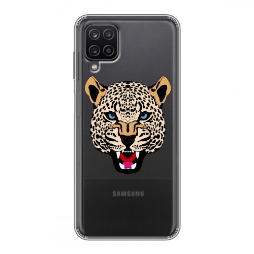 Дизайнерский силиконовый с усиленными углами чехол для Samsung Galaxy A12 Прозрачные леопарды