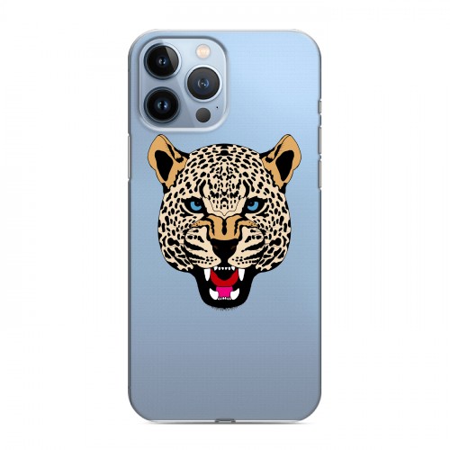 Дизайнерский пластиковый чехол для Iphone 13 Pro Max Прозрачные леопарды