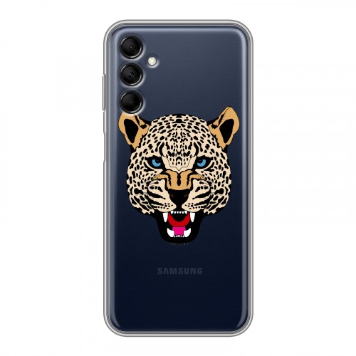 Дизайнерский силиконовый с усиленными углами чехол для Samsung Galaxy M14 5G Прозрачные леопарды